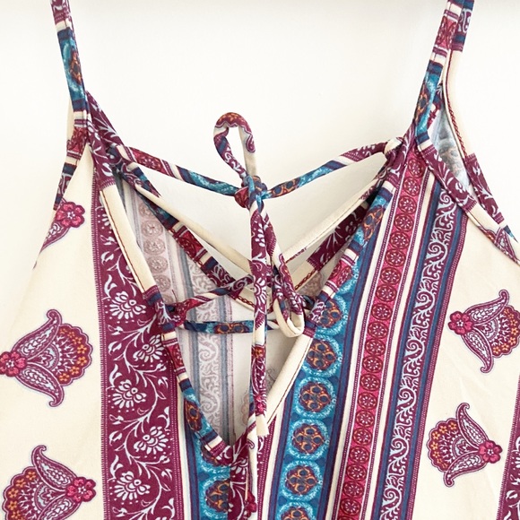 Striped Maroon Tank Top Tie at Back Medium - Picture 5 of 9